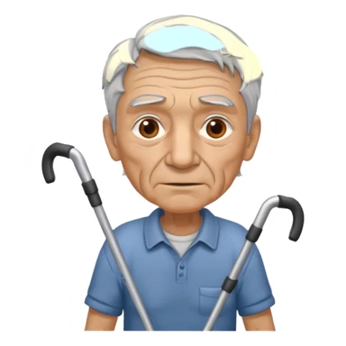 old guy with crutches sticker
