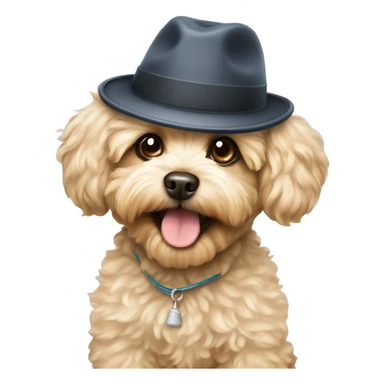 Maltipoo wearing a hat sticker