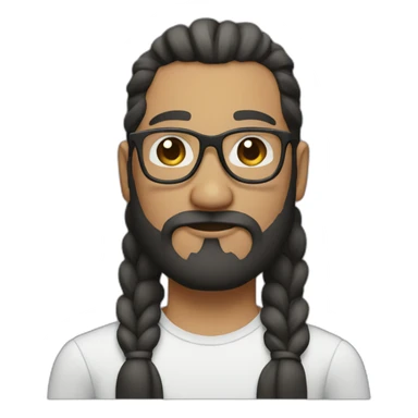 Man with long black and White beard long hair in ponytail and glasses sticker