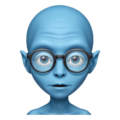 blue alien with glasses sticker