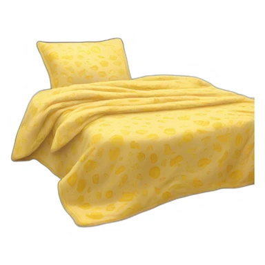 Messy cozy bed yellow patterned blanket sticker
