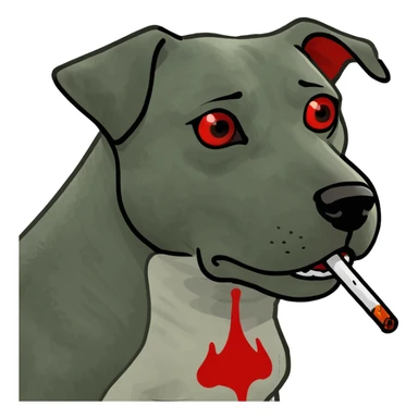 Dog smoking and getting high with red bloodshot eyes  sticker