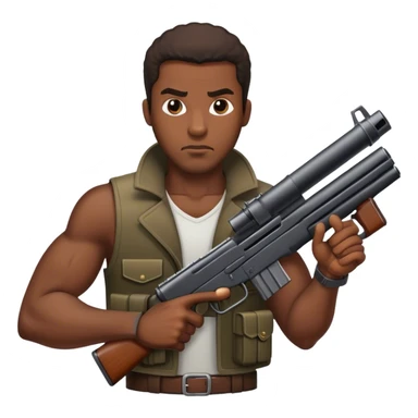 black man with big gun  sticker