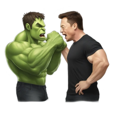 elon musk defeats hulk fighting sticker