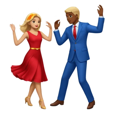 Two people dancing. One wearing red with light skin and blonde hair. One wearing bue with dark skin and brown hair. sticker