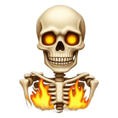 Skeleton with flames sticker