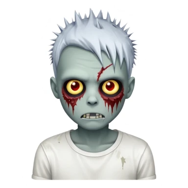 chrome zombie boy with spiky emo hair and white shirt sticker