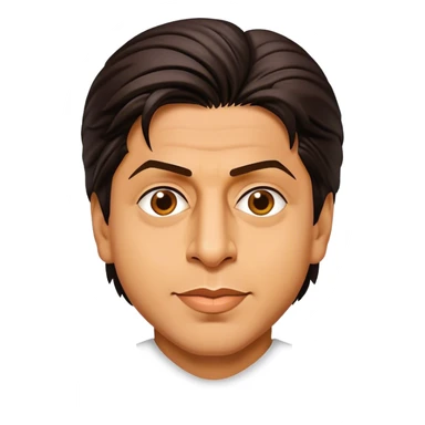 Cinematic Realistic Shah Rukh Khan Pop Culture Emoji, showcasing the charismatic charm of the Bollywood superstar rendered with lifelike detail and captivating lighting. sticker