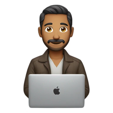 Indian male with macbook and light facial hair sticker