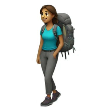 20 years old girl is Hiking and walking sticker