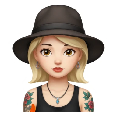 tattoo girl with hat sticker