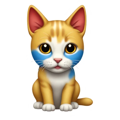 Gato color amarillo azul y rojo gato sentado, mascota gato sticker