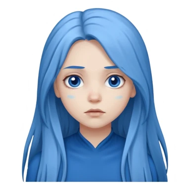 blue long hair killing looks in gray girl sticker