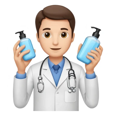 doctor man holding skincare products sticker