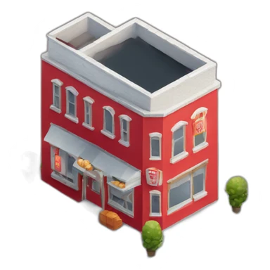 Red Popcorn cinema house isometric sticker