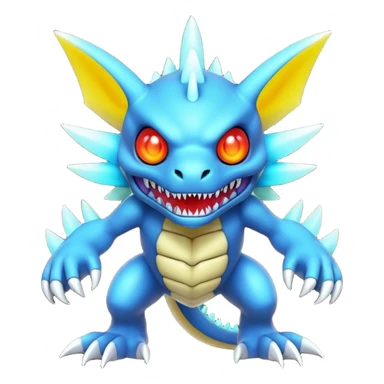A 3D CGI model of a randomly-colored cool badass Fakémon-Pokémon-Digimon-Spectrobe-creature (full body) sticker