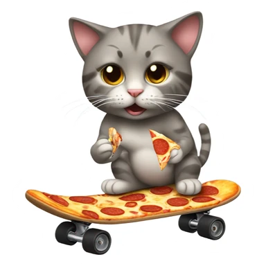 Cat on a skateboard eating pizza sticker