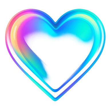 heart icon with a holographic shine, digital illustration sticker