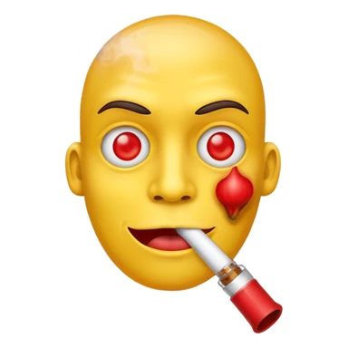 Yellow face red eyes bong in mouth sticker