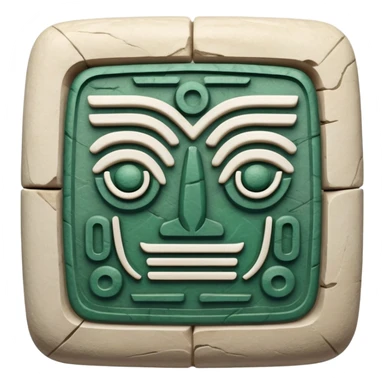 Mayan hieroglyphic symbol for communication or mail in white and dark green colors sticker