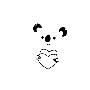 cartoon koala holding a heart in doodle style sticker