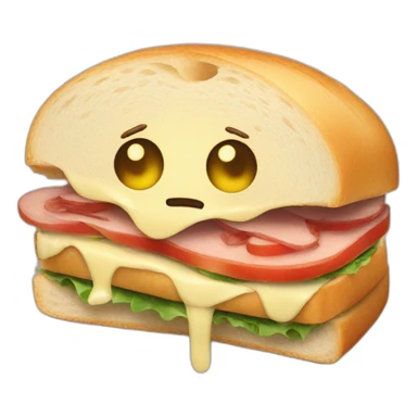 Sandwich with a creepy face sticker