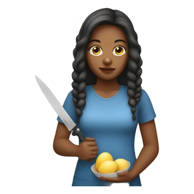 Girl holding a knife holding eggs sticker