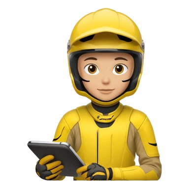 dirtbike rider in yellow gear signing autographs sticker