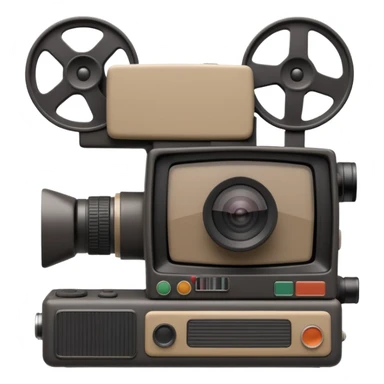 3d icon of a retro VHS camcorder, front view, soft clay style, dark purple background, no text, simple clean design sticker