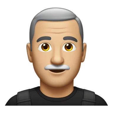 italian middle aged man, with buzz cut and no facial hair. wearing a black smart shirt unbuttoned. sticker