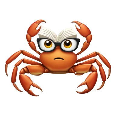 Crab with a book sticker