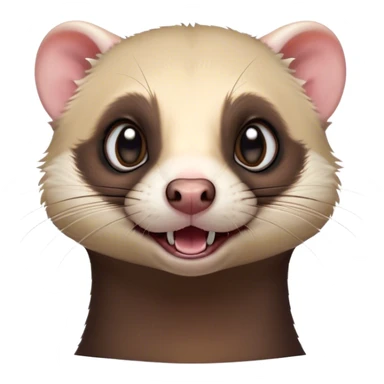 Cinematic Comical sable ferret Portrait Emoji, Head tilted dramatically with an exaggeratedly shocked expression, featuring a slender, wiggly body and a distinct sable ferret head with a pointed snout and small ears, with wide, hilariously expressive eyes full of humorous disbelief, Simplified yet hilariously expressive features, highly detailed, glowing with a slightly sassy natural glow, high shine, dramatic yet playful, stylized with an air of quirky charm, soft glowing outline, capturing the essence of a meme-worthy sable ferret that looks ready to scamper into viral fame! sticker
