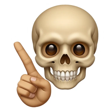 Skull emoji pointing with hand to the right at something sticker