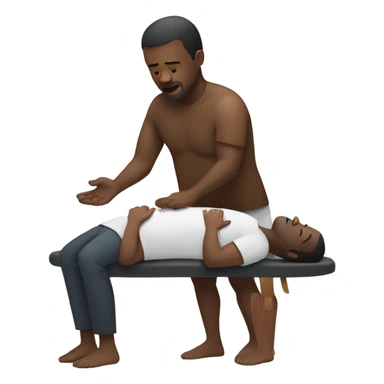 Black man getting a massage sticker