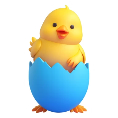 Cute yellow chick hatching from Easter egg sticker