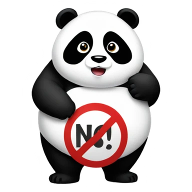 A chubby panda holding a sign that says NO sticker