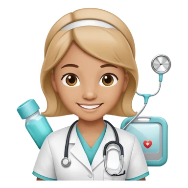smiling neonatal nurse with tan complexion, stethoscope, in a nursery sticker