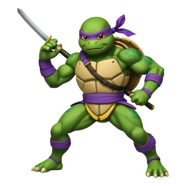 emote of a cartoon donatello ninja turtle in action pose with word RAID underneath sticker