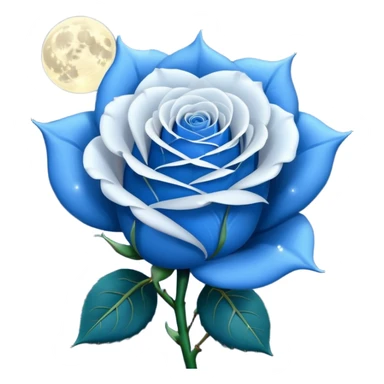 Blue rose wrapped in white moon shaped lights  sticker