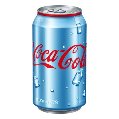 light blue Coca-Cola can with ice cubes sticker