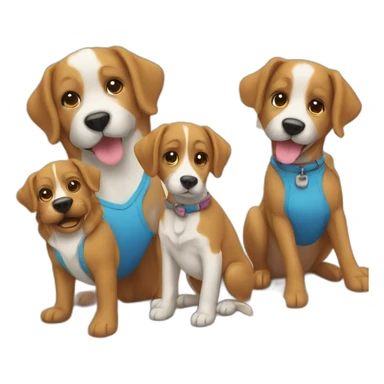 a dog family on the beach sticker