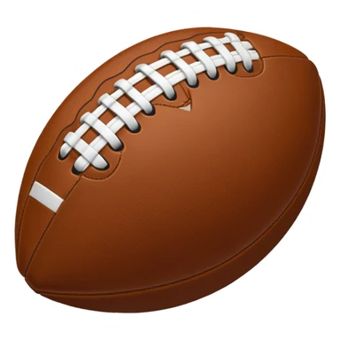 "iOS style football emoji, brown with white stitches, smooth texture, no background" sticker