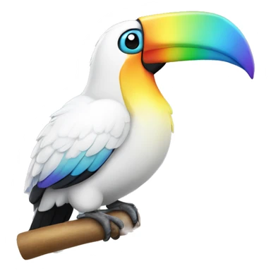 White toucan with rainbow beak  sticker