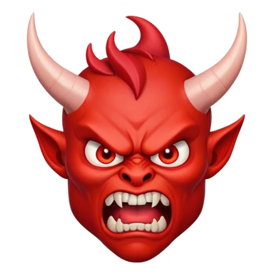 angry devil with red face, horns, and furious expression sticker