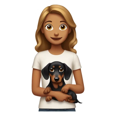 Girl with two black and tan weiner dogs sticker