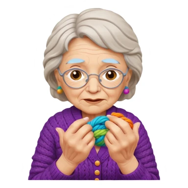 elderly woman knitting sticker