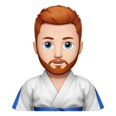 homme blanc, yeux bleu, cheveux brun très court avec barbe rousse et boucle d'oreille doré à l'oreille gauche avec kimono de jiu!jirsu sticker