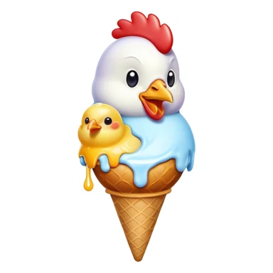 Ice cream holding a chicken  sticker