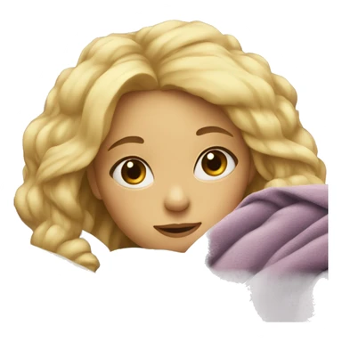 Blonde girl laying on the couch with a blanket around her sticker