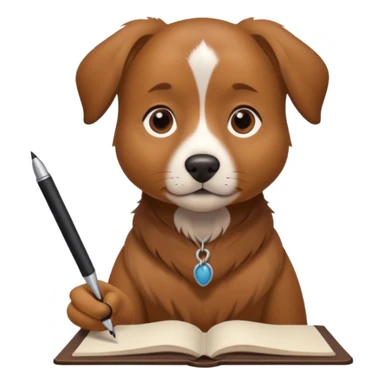 Dog with pen and copy sticker